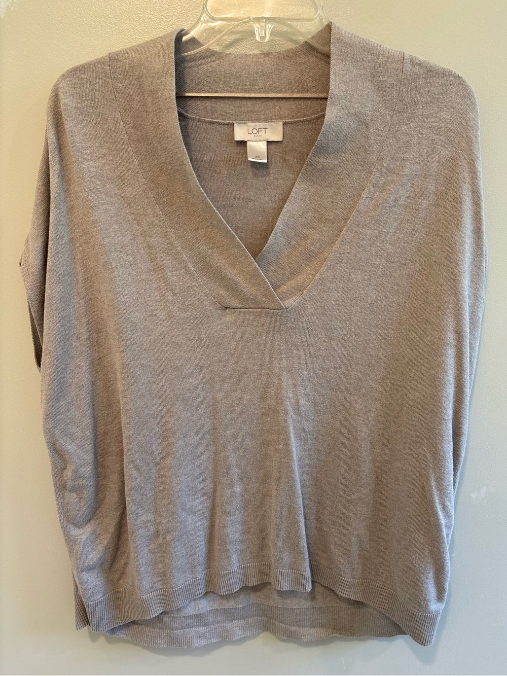 LOFT Taupe V-Neck Sleeveless Sweater Tunic - Size XS